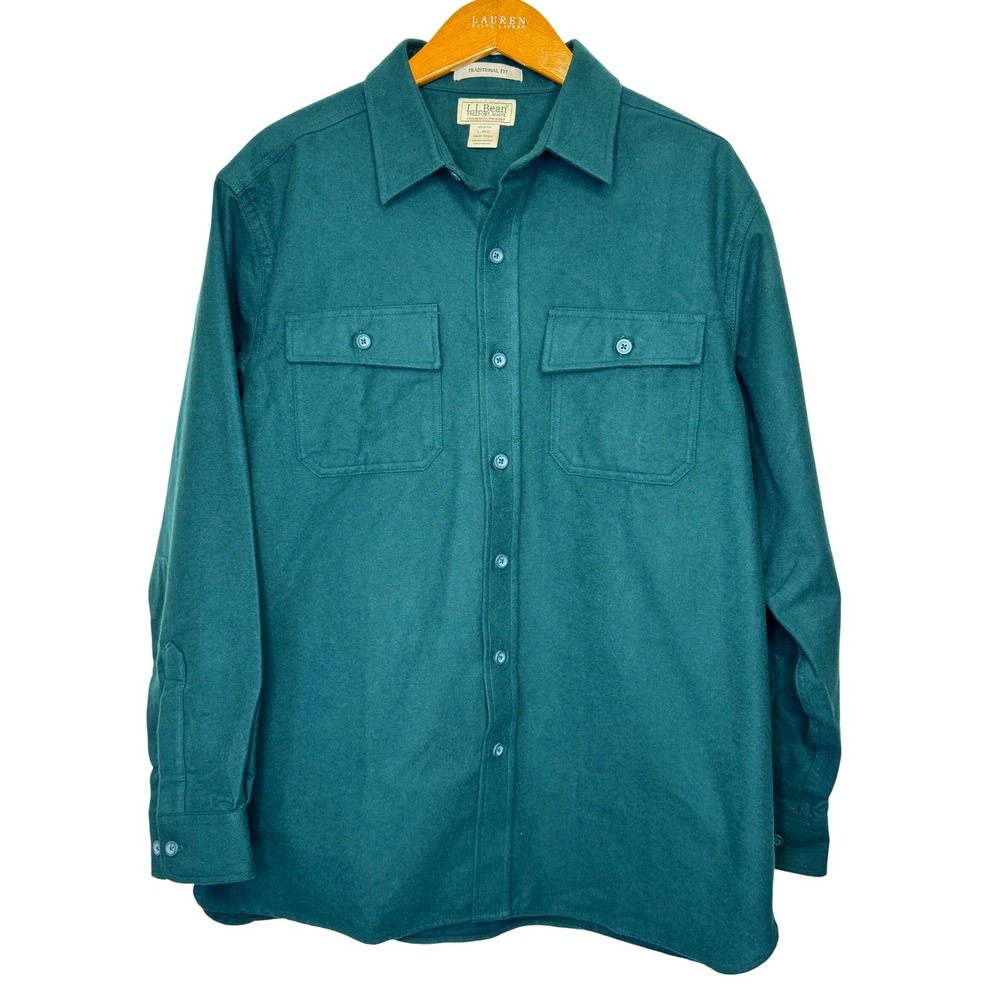 L.L. Bean Chamois Cloth Shirt Traditional Fit Mens Large Green